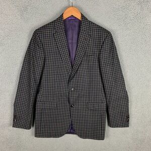 Ted Baker Jay SPJ Blazer 38R Gray Check‎ Gingham Wool Sport Coat Endurance $798